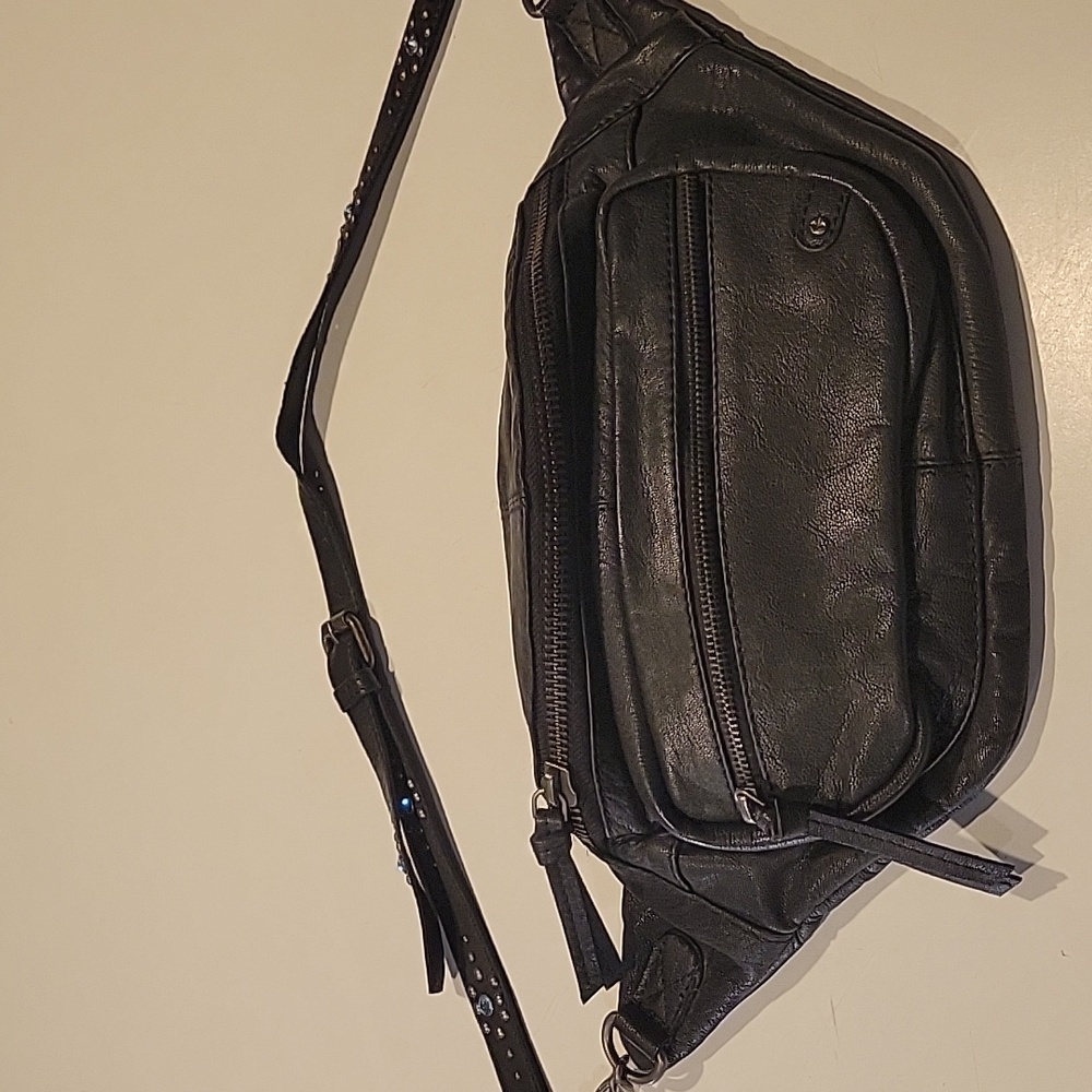 Free People Black Leather Sling Bag